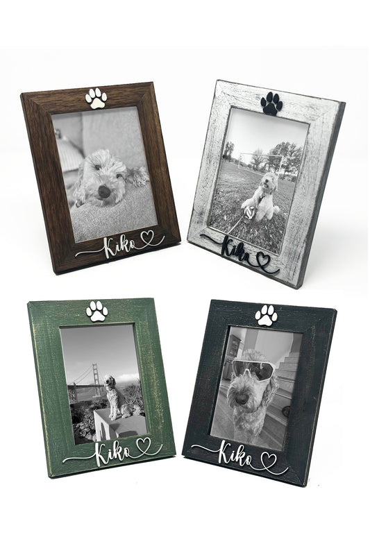 Custom Pet Photo Frame — Personalized Dog Cat Paw Print Name Frame — Pet Memorial Gift Dog Mom Gift Cat Mom Gift Pet Lover Gift 4 Colors