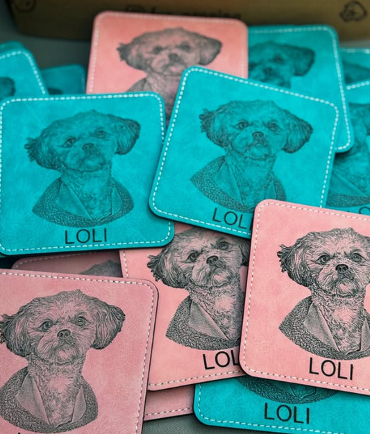 Custom Pet Portrait Coaster — Personalized Laser Engraved Dog Cat Photo Coaster — Pet Lover Gift — Pet Memorial Gift — Slate Cork Coaster
