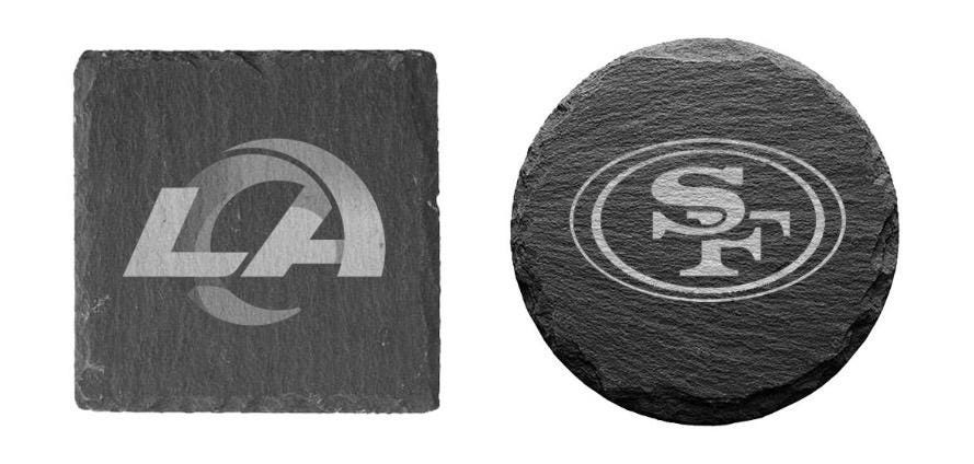 Holiday Sports Gift Personalized Sports Coasters Set Custom Slate Cork Vegan Leather Engraved Football Basketball Baseball, Soccer Team Gift