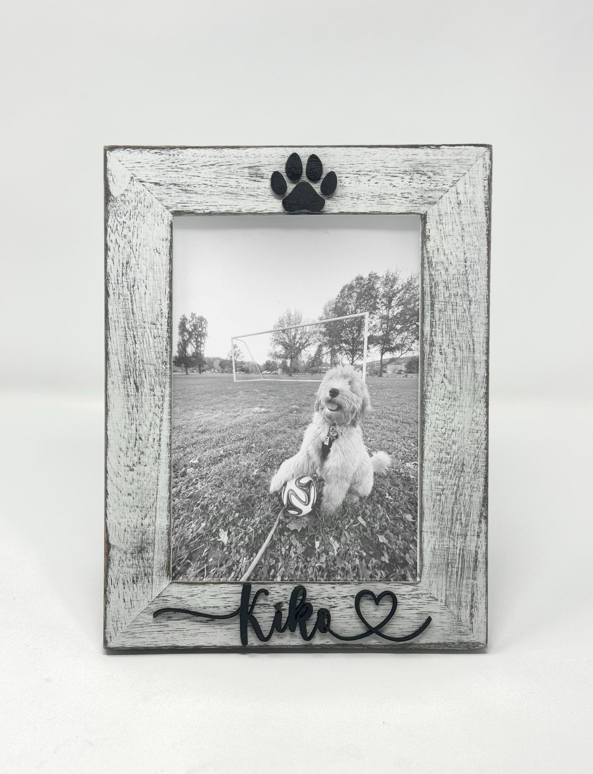 Rustic Pet Picture Frame with Name Custom Dog Photo Frame Cat Paw Print Frame Personalized Pet Gift for Pet Owners Pet Memorial