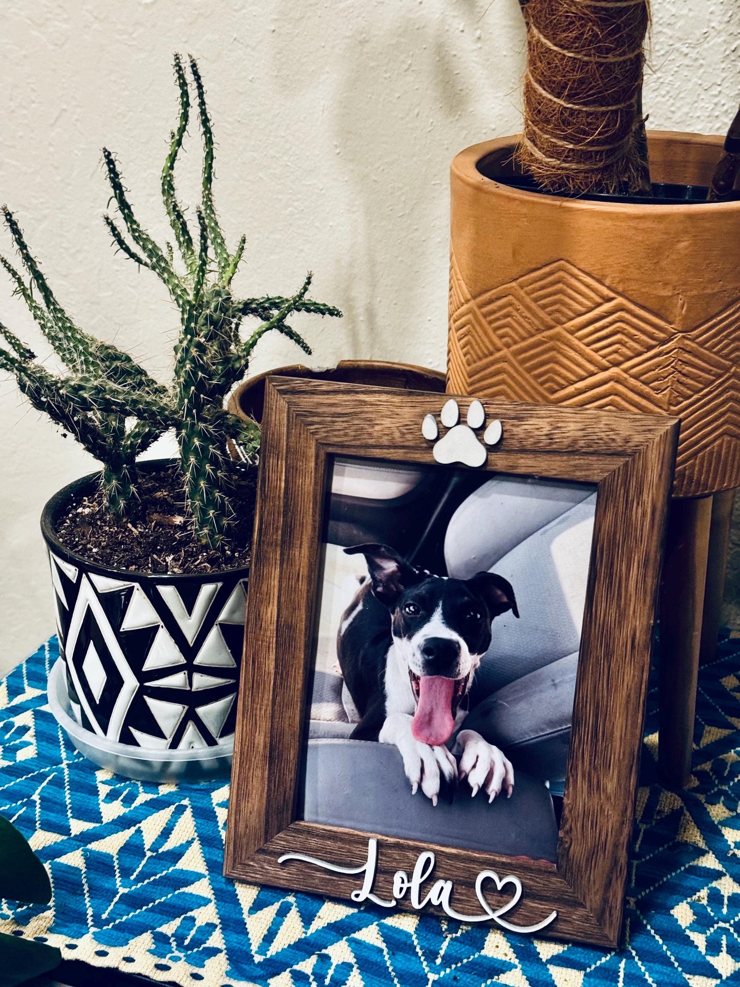 Rustic Pet Picture Frame with Name Custom Dog Photo Frame Cat Paw Print Frame Personalized Pet Gift for Pet Owners Pet Memorial
