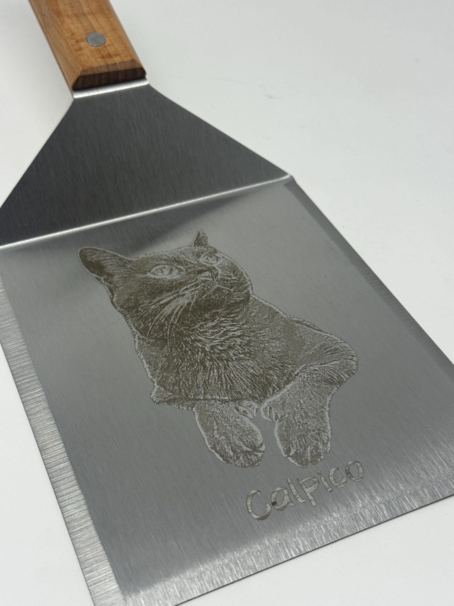 Custom Dog Stainless Steel Spatula – Personalized Engraved Dog Cat Portrait with Name Pet Lover Gift Pet Memorial, Kitchen Grilling Spatula