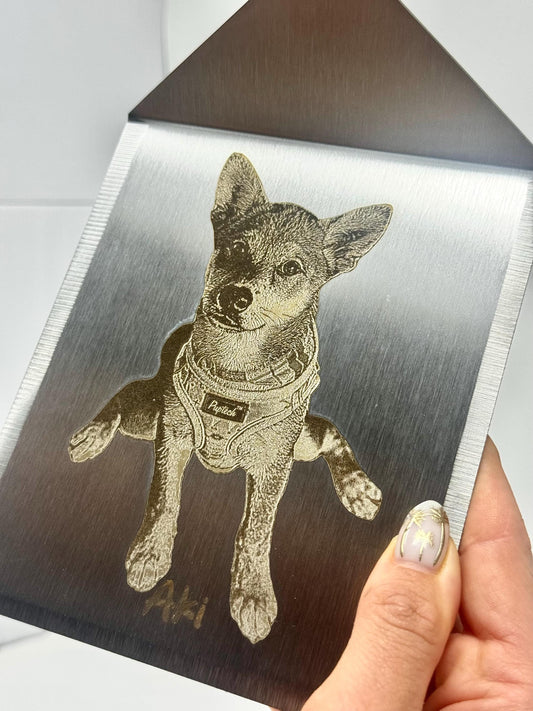 Custom Dog Stainless Steel Spatula – Personalized Engraved Dog Cat Portrait with Name Pet Lover Gift Pet Memorial, Kitchen Grilling Spatula