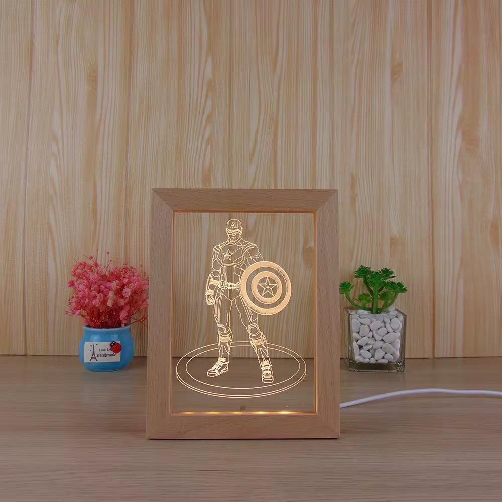 Blanks Only For Engraving and Wholesale Wooden 3D LED Photo Custom Designs Decorative Display Wood Picture LED Acrylic Photo Frame 10.6x6.7