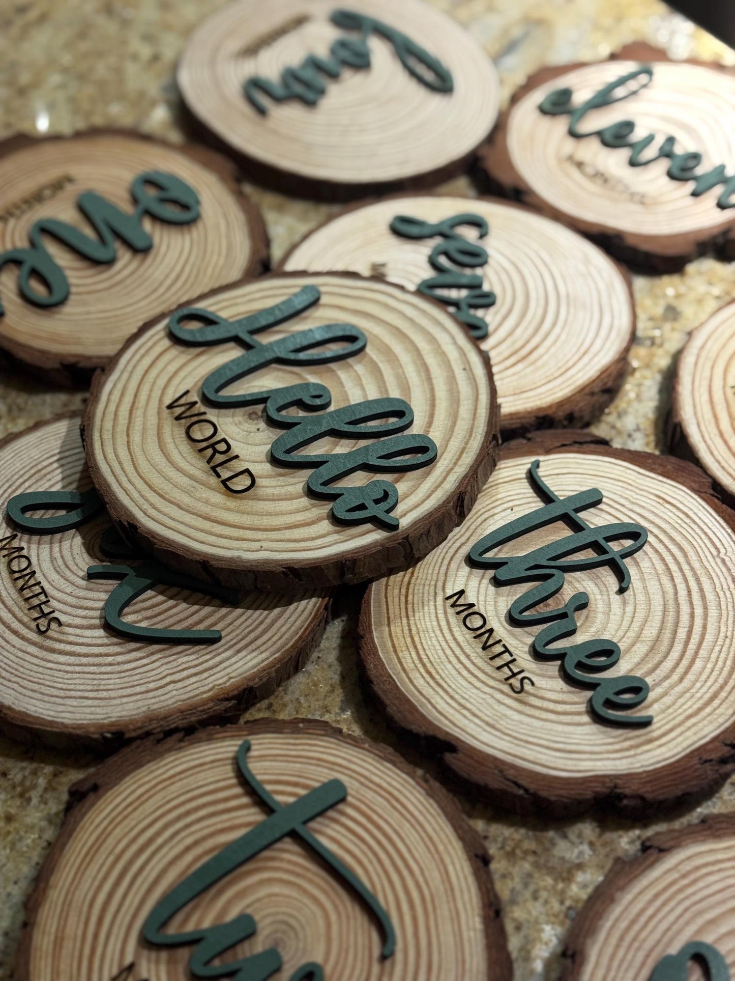 Baby Announcement Sign on Wood Slice Personalized Baby Name Sign Custom Name Reveal Rustic Nursery Decor Baby Shower Gift Newborn Keepsake
