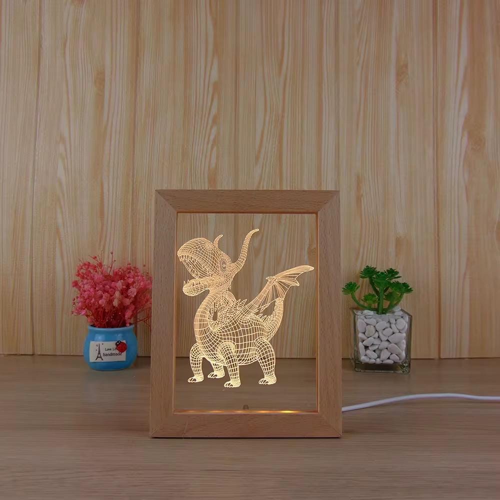 Blanks Only For Engraving and Wholesale Wooden 3D LED Photo Custom Designs Decorative Display Wood Picture LED Acrylic Photo Frame 10.6x6.7