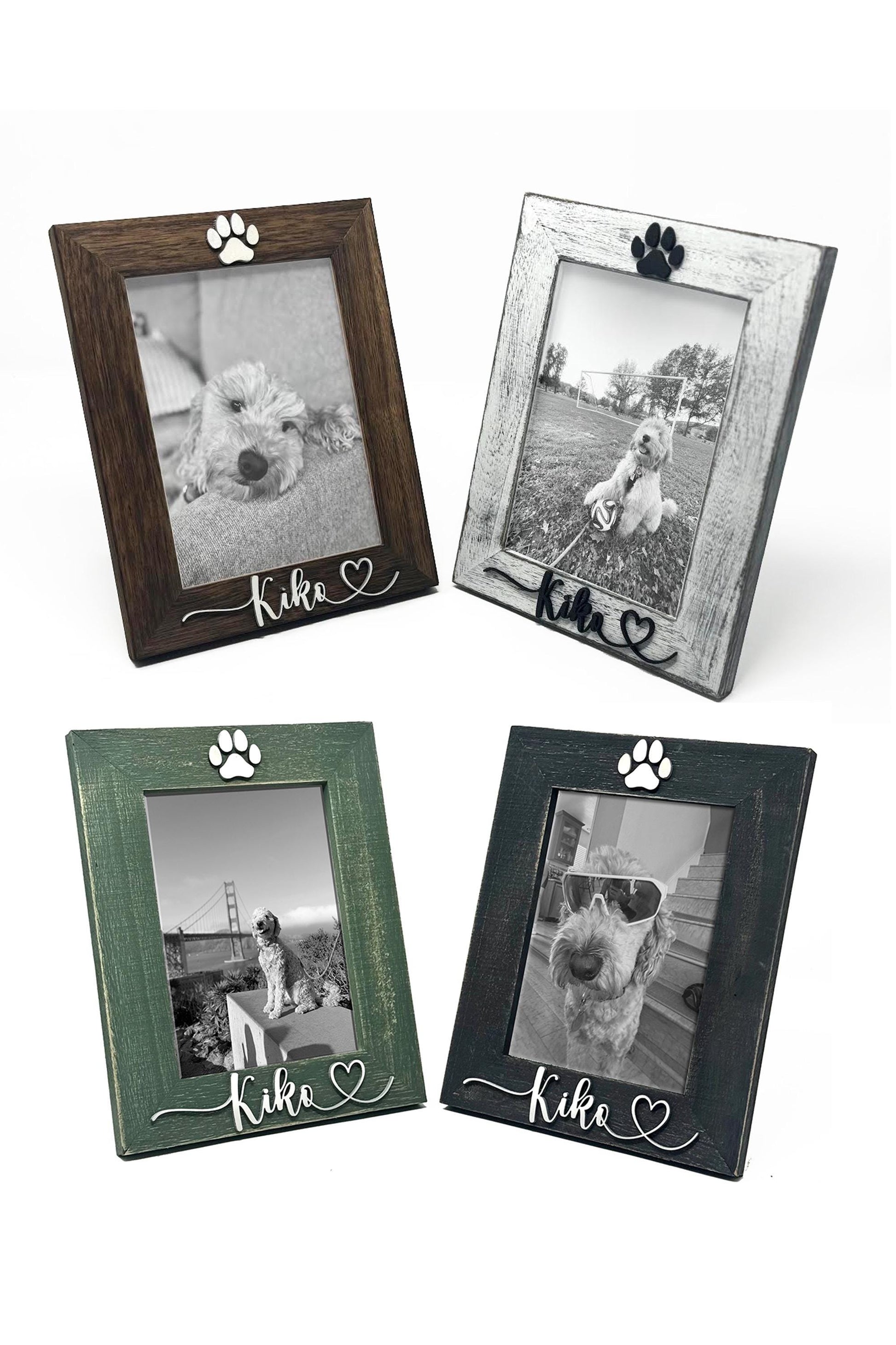 Pet Picture Frame with Name Custom Dog Photo Frame Cat Paw Print Frame Personalized Pet Gift for Pet Owners Pet Memorial Keepsake